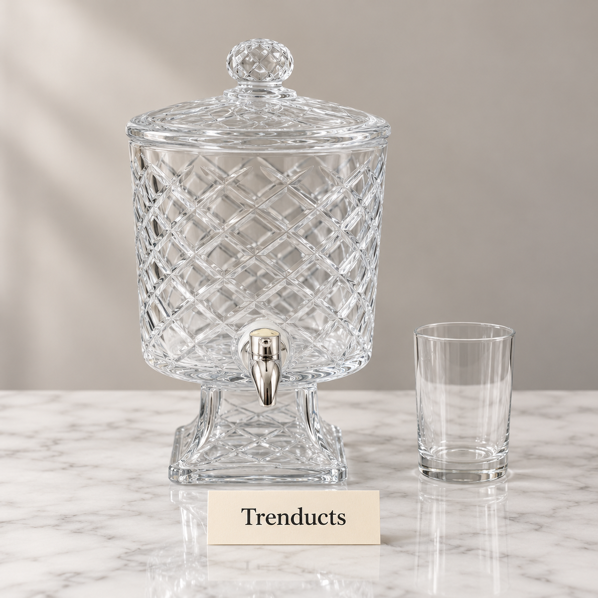 Brilliant Glass Juice Dispenser - Diamond Lattice