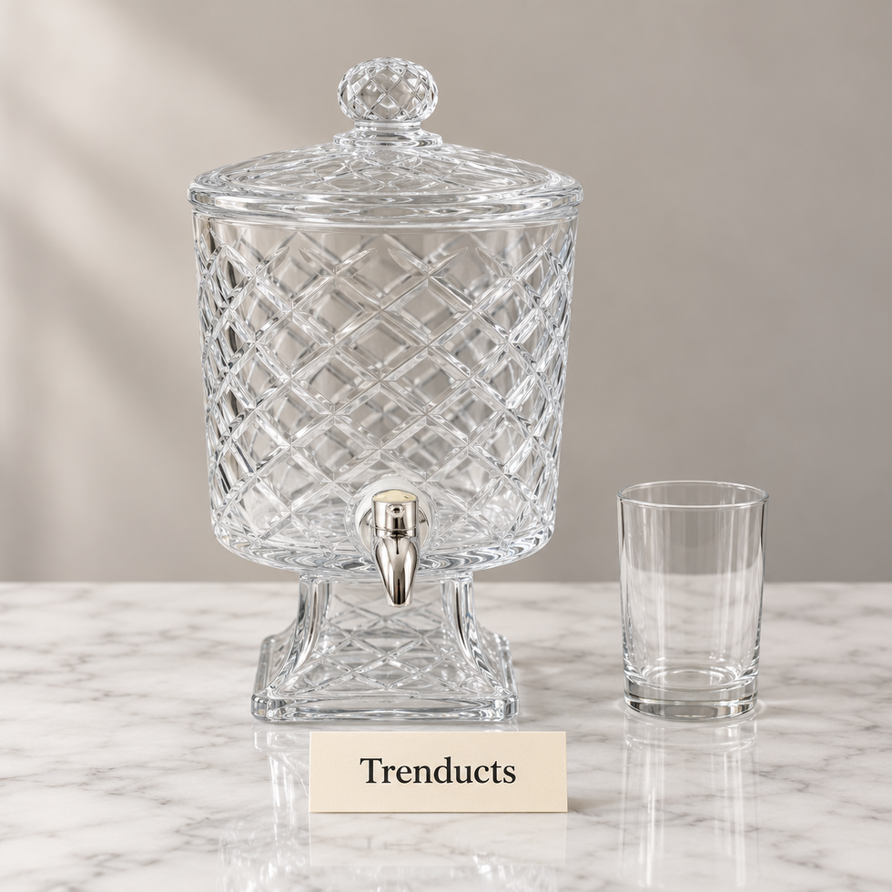 Brilliant Glass Juice Dispenser - Diamond Lattice