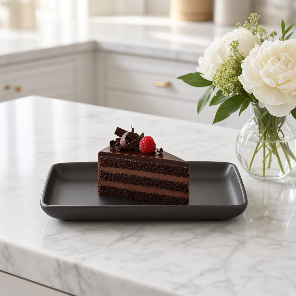 Danny Home Ceramic Rectangular Plate - Matte Black