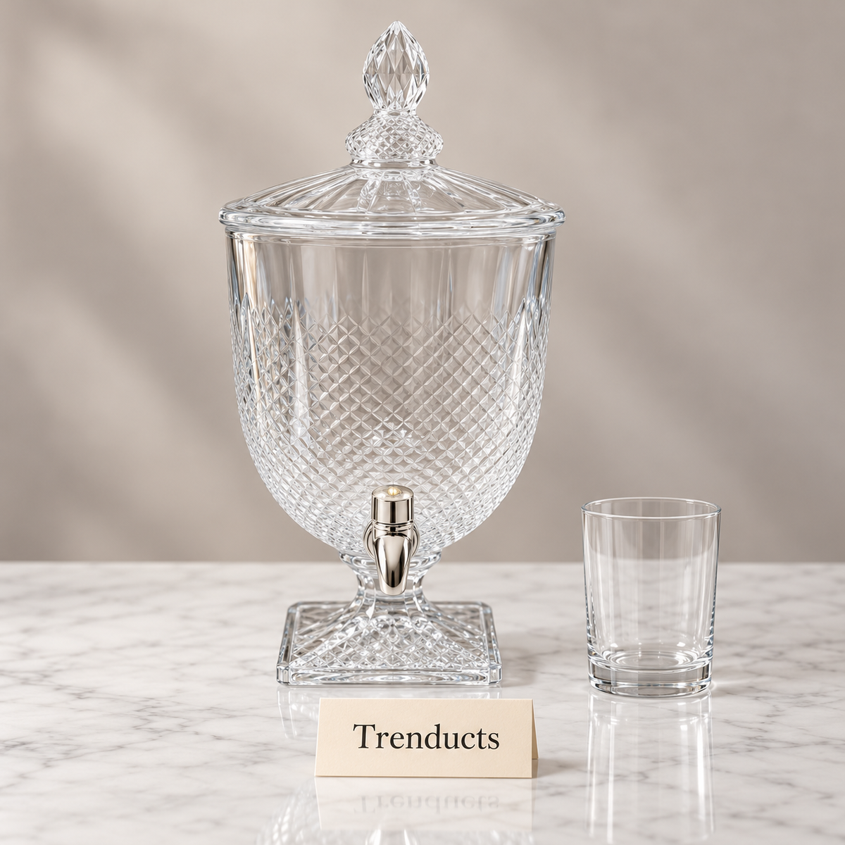 Brilliant Glass Juice Dispenser - Fine Crosshatch Cut