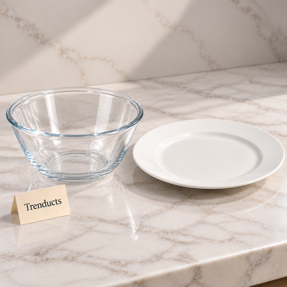 Danny Home Glass Salad Bowl - Clear Deep Serving Bowl