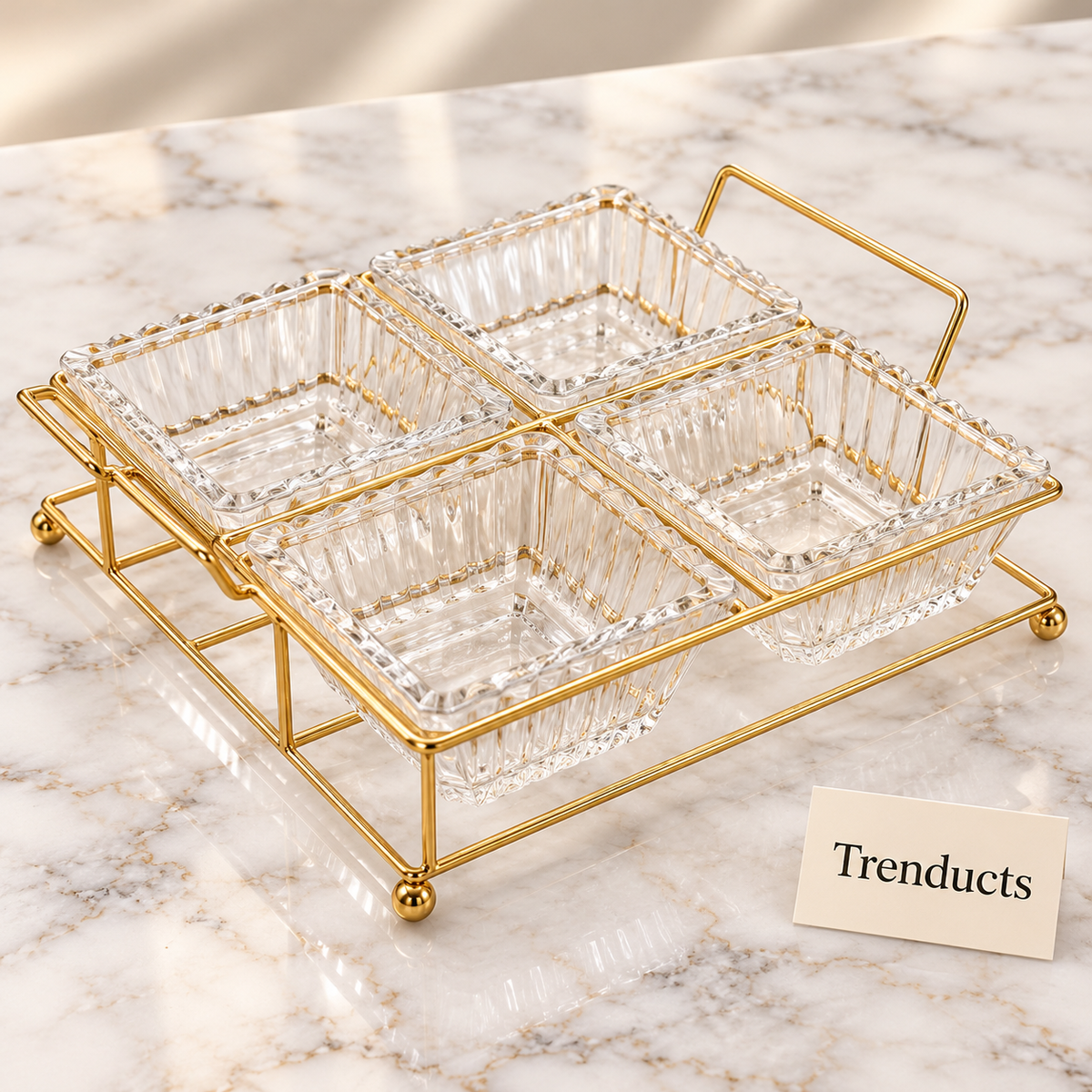 Danny Home Glass Snack Set - 4 Bowl 250ml Black or Gold