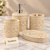 Luxury Bathroom Set - 4-Piece Fiber Ornate Floral Design