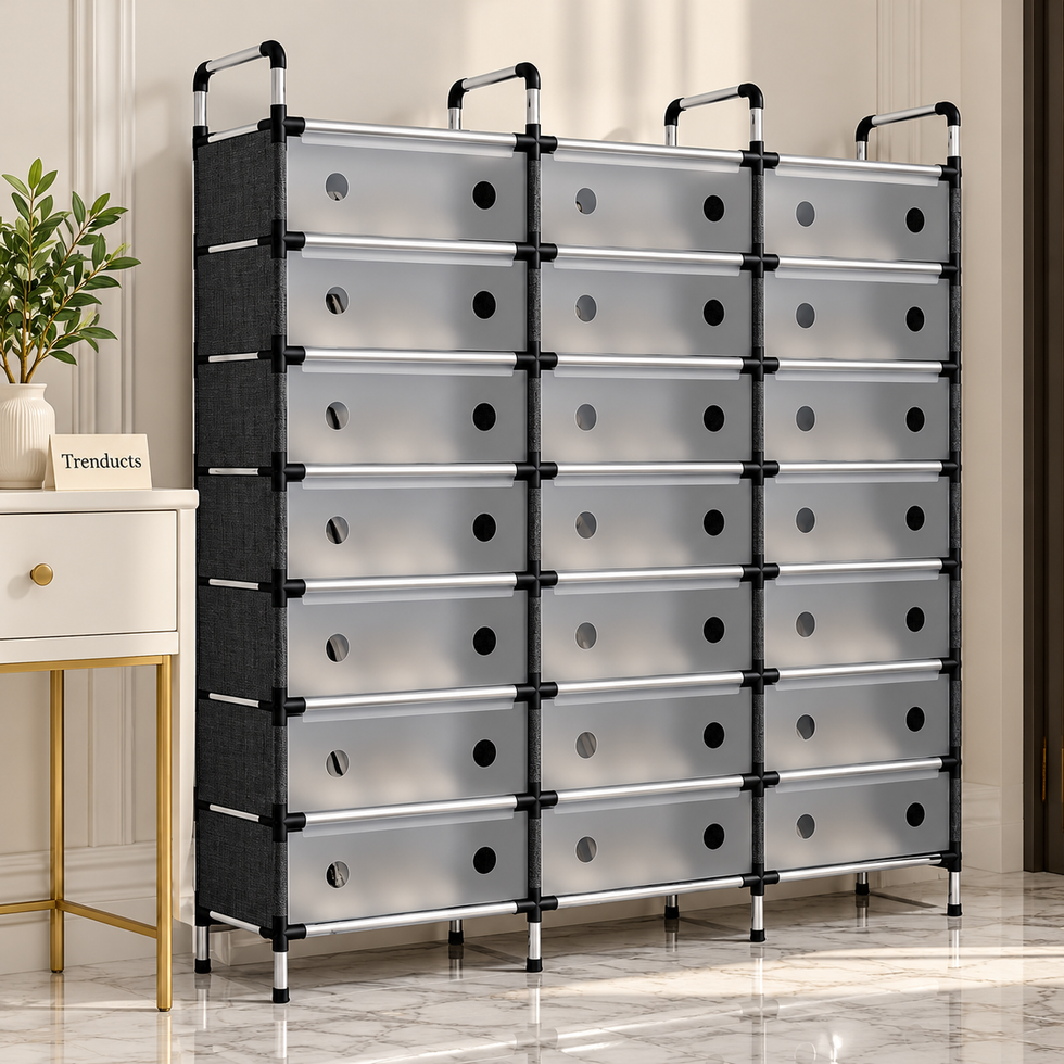 Premium Dust proof Shoe Rack - 3 Column Clear Door Cabinet