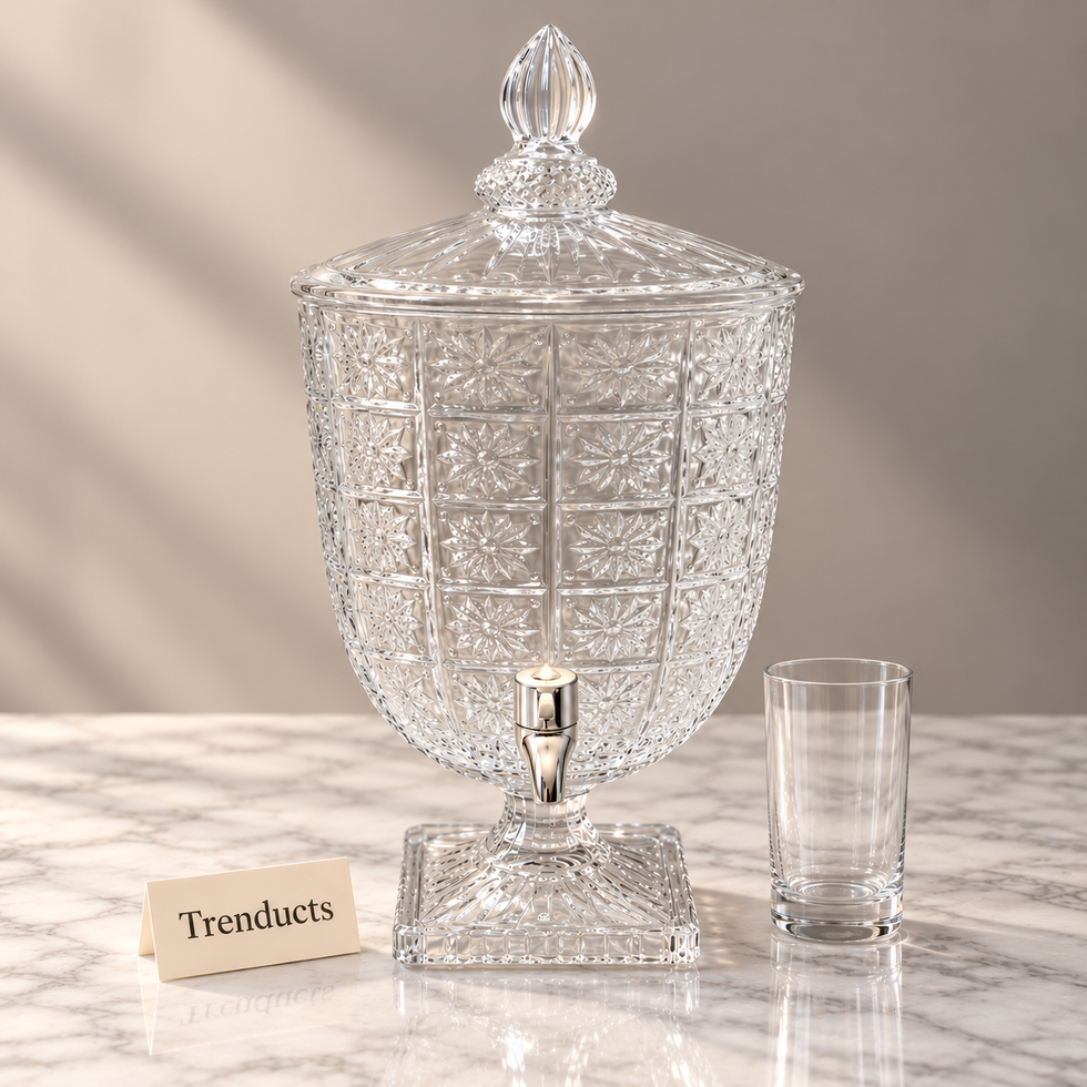 Brilliant Glass Juice Dispenser - Ornate Crystal Cut