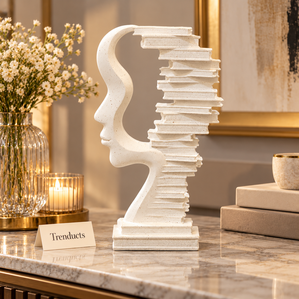 Face Sculpture Book Stack - Abstract Modern Decor