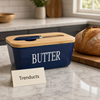 Premium Ceramic Butter Dish with Bamboo Lid and Knife