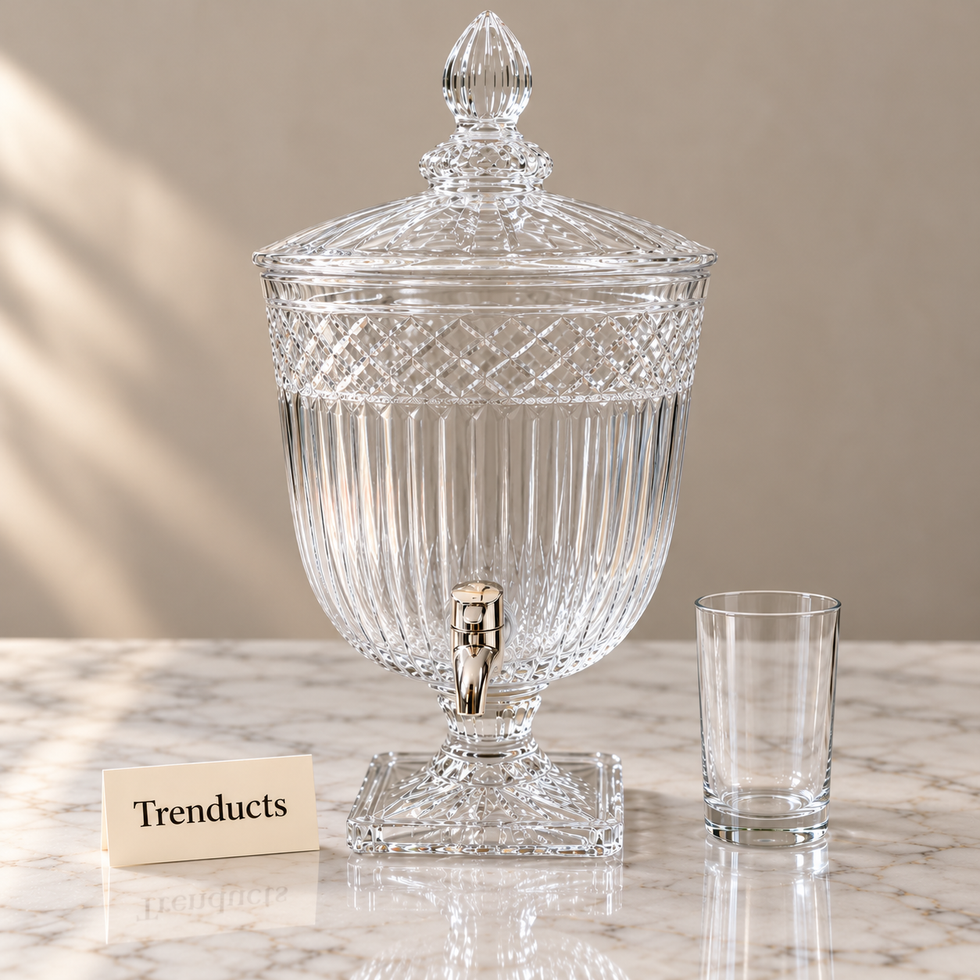 Brilliant Glass Juice Dispenser - Fluted Diamond Band
