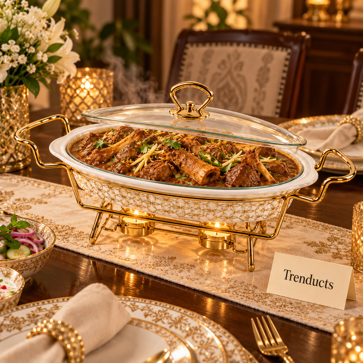 Brilliant Oval Casserole with Stand