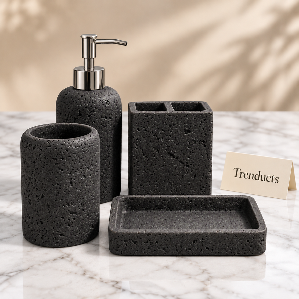 Luxury Bathroom Set - 4-Piece Pitted Stone-Texture Design