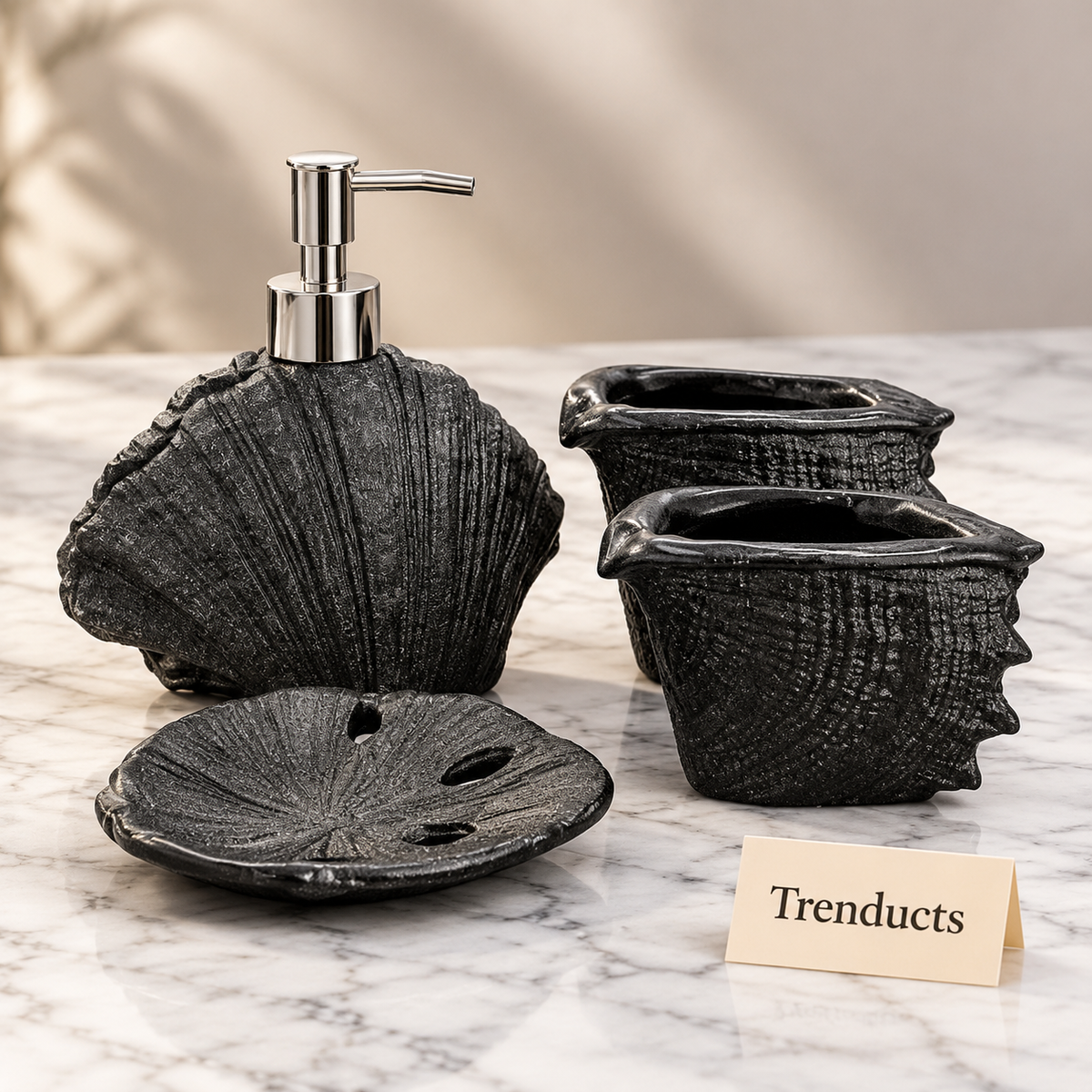 Luxury Bathroom Set - 4-Piece Fiber Shell Design