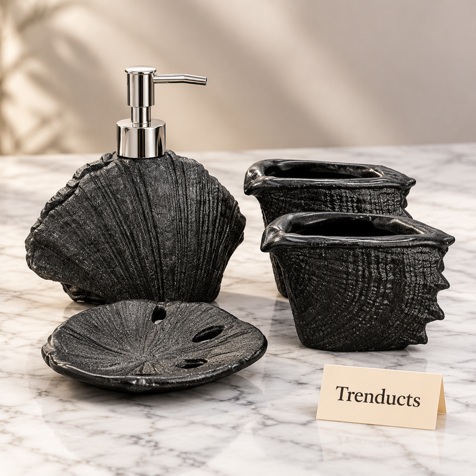 Luxury Bathroom Set - 4-Piece Fiber Shell Design
