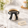 3D Bow Handle Ceramic Mug with Optional Saucer