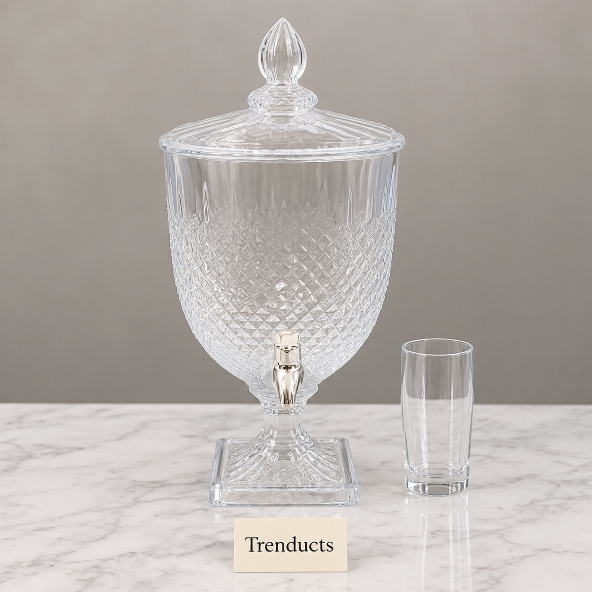 Brilliant Glass Juice Dispenser - Fine Crosshatch Cut