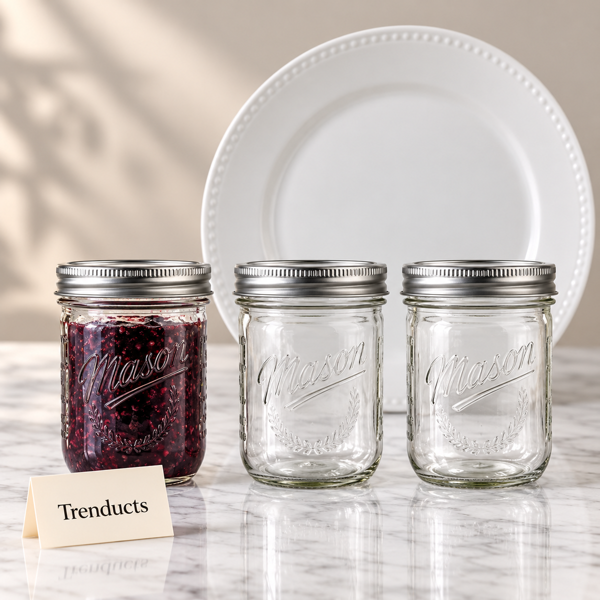 Danny Home Wide Mouth Mason Jar Set - 6 Pcs Glass