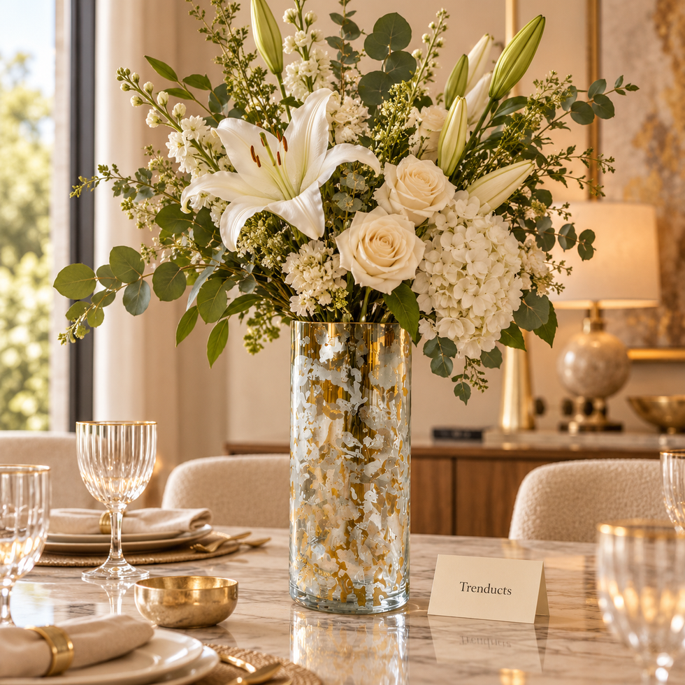 Gold Foil Cylinder Glass Vase