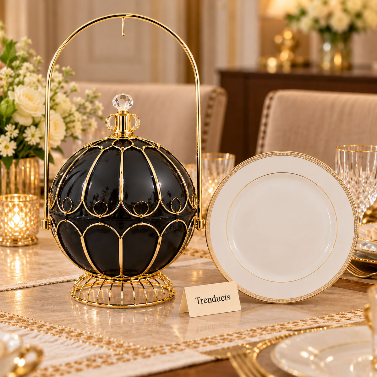 Brilliant Hanging Casserole with Gold Stand
