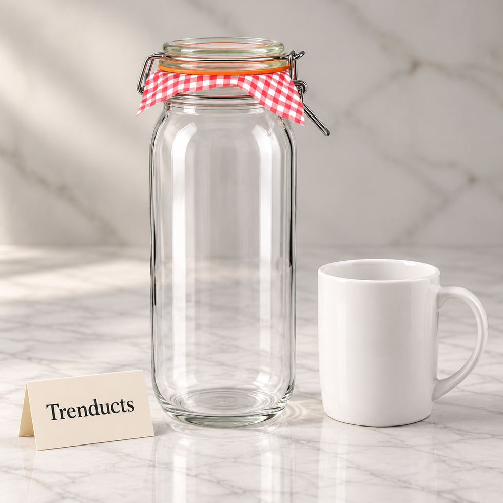 Danny Home Clip Top Jar - Round Glass with Gingham Lid