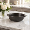 Danny Home Ceramic Round Baking Dish - Black, 2 Handles