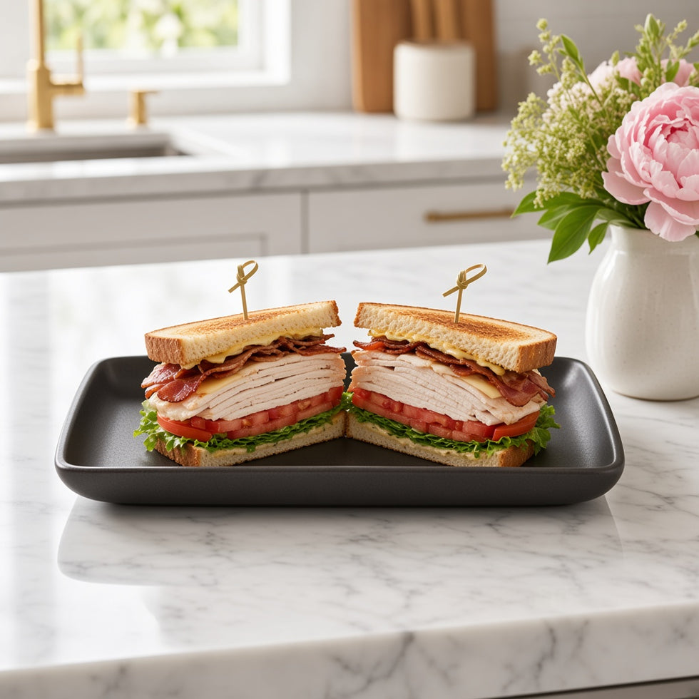 Danny Home Ceramic Rectangular Plate - Matte Black