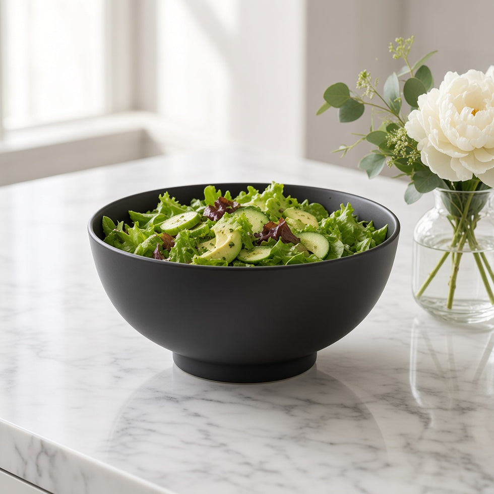 Danny Home Ceramic Bowl - Matte Black Round Bowl