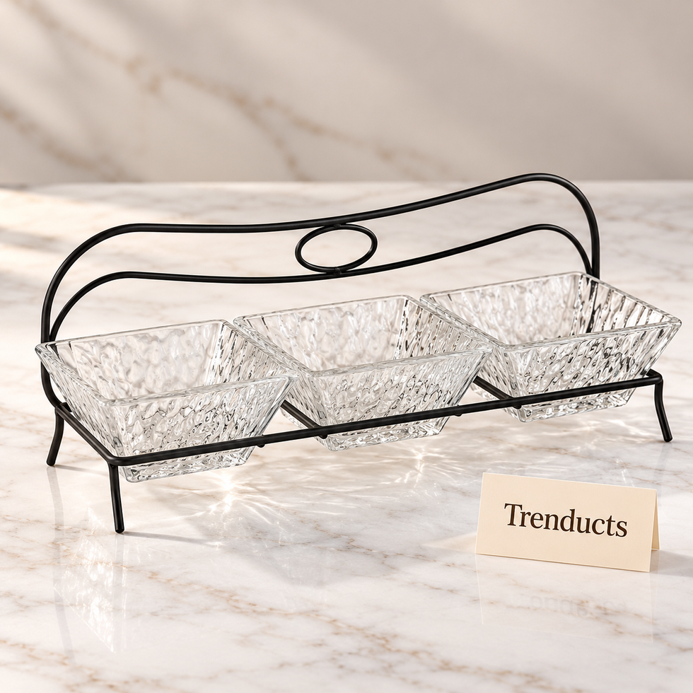 Danny Home 3 Section Glass Snack Bowl - Gold or Black