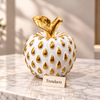 Gold Apple Table Accent - White Ceramic Showpiece