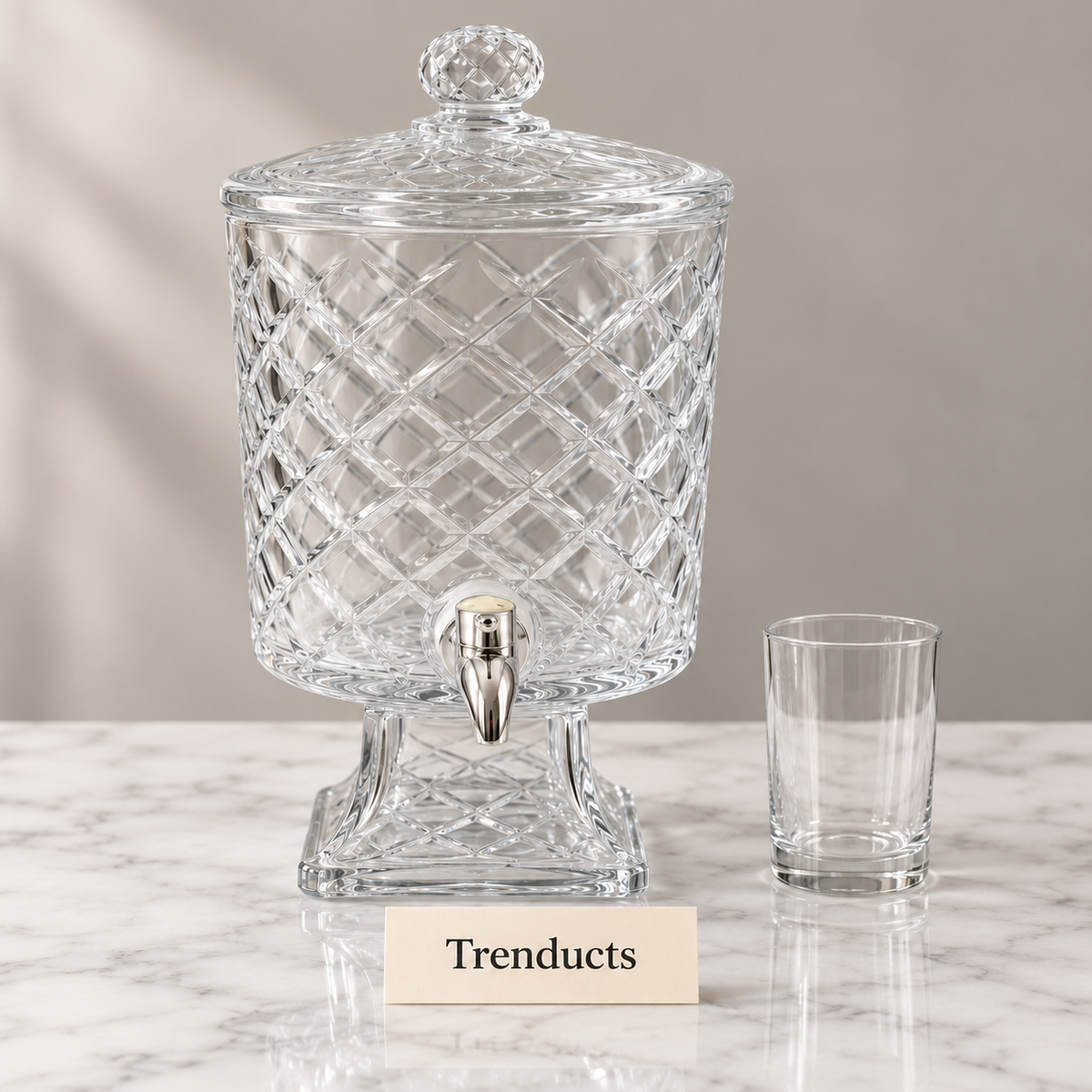 Brilliant Glass Juice Dispenser - Diamond Lattice