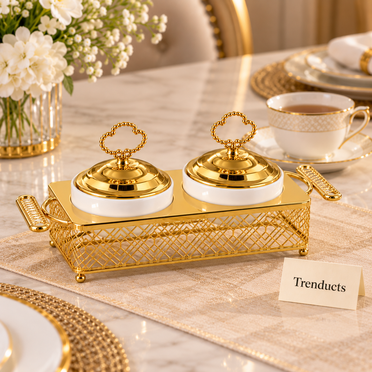 Brilliant 5″ Bowl with Lid and Gold Stand