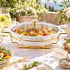 Brilliant Oval Marble Casserole with Gold Stand