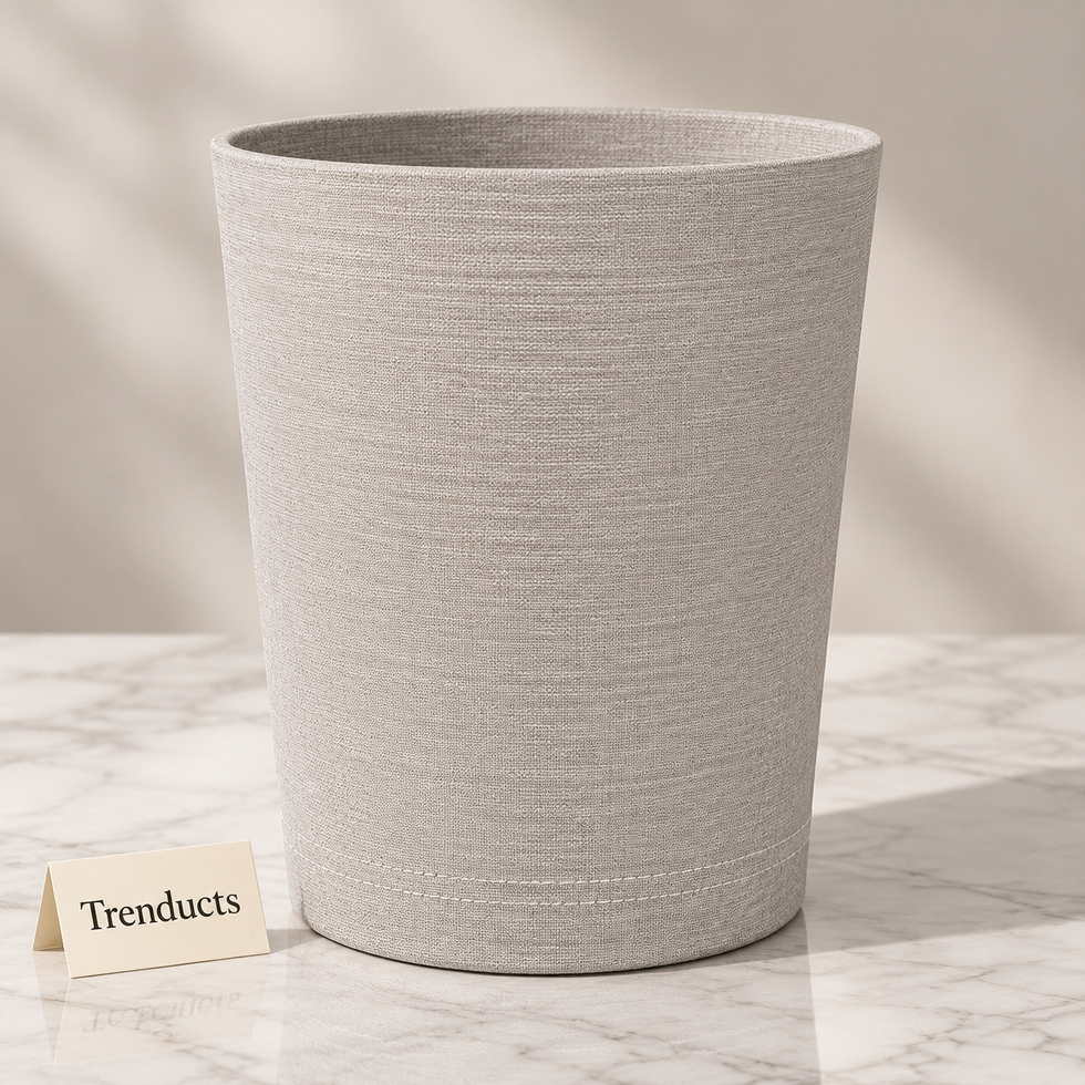 Woven Tissue Box & Dustbin - Light Grey Fine Weave