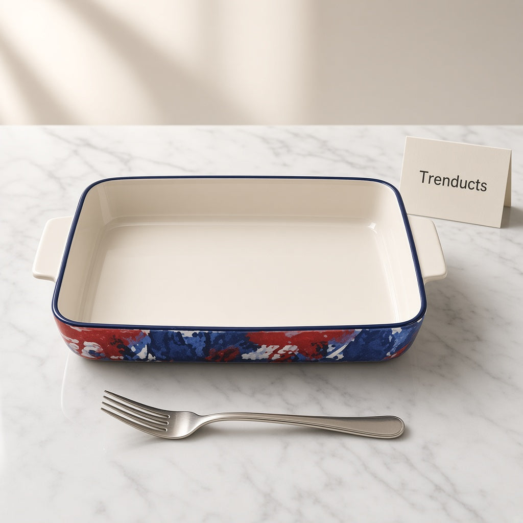 Danny Home Ceramic Baking Dish - Rectangular Blue Floral