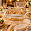 Brilliant Rectangular Marble Casserole with Gold Stand
