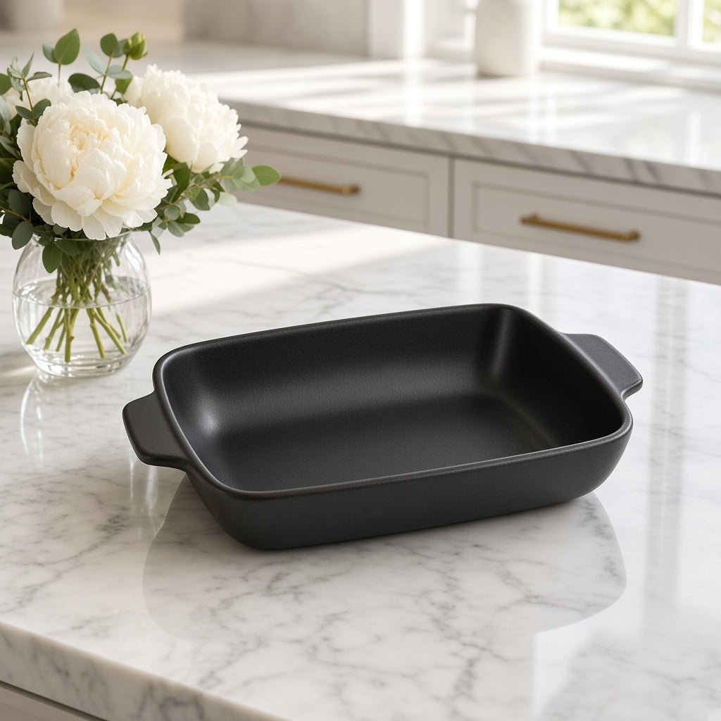 Danny Home Ceramic Rectangular Baking Dish - Black