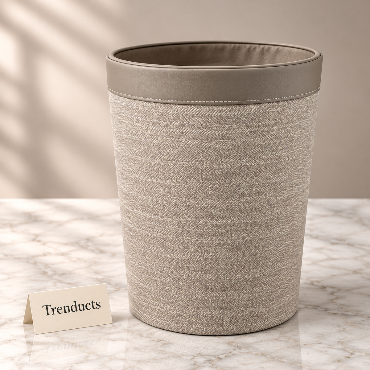 Premium Tissue Box & Box Dustbin - Ivory Diagonal Weave