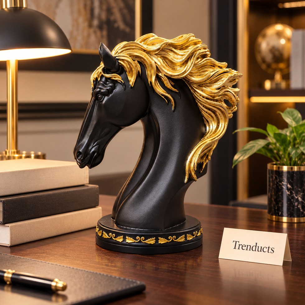 Horse Head Tabletop Bust - Gold Mane Showpiece