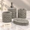Luxury Bathroom Set - 4-Piece Fiber Ornate Floral Design