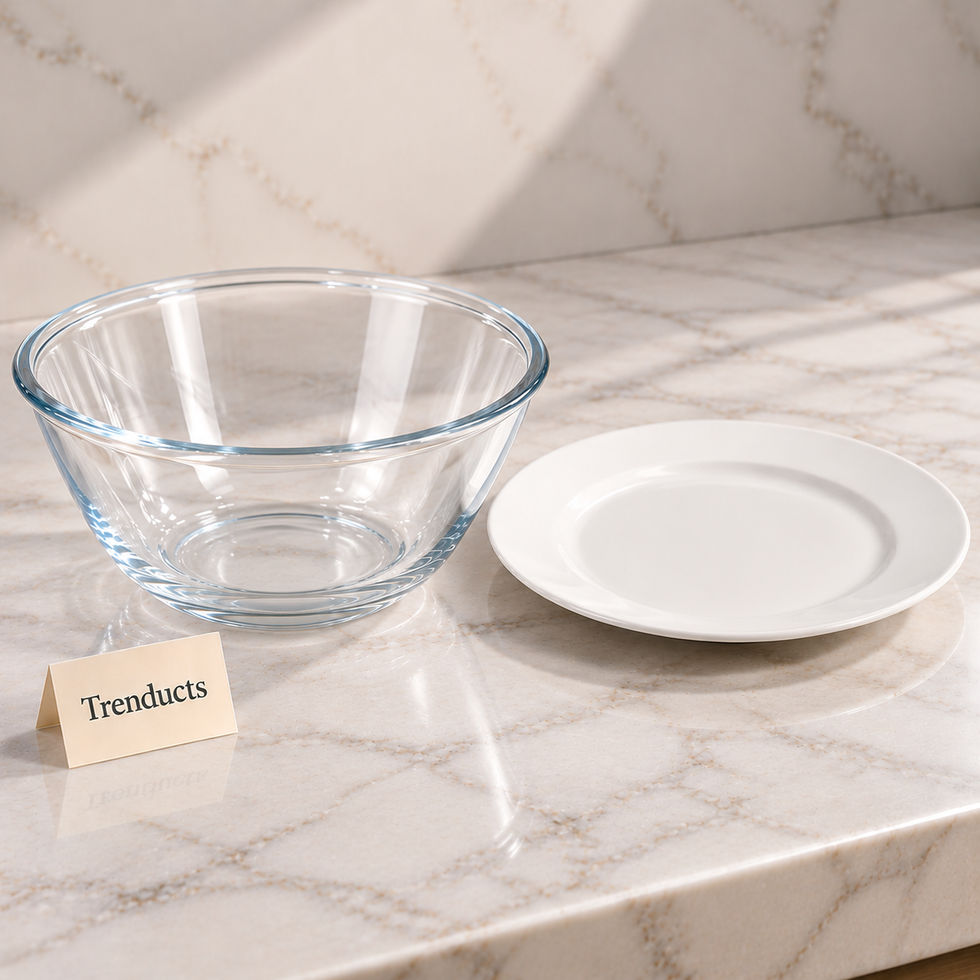 Danny Home Glass Salad Bowl - Clear Deep Serving Bowl