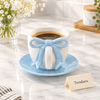 3D Bow Handle Ceramic Mug with Optional Saucer