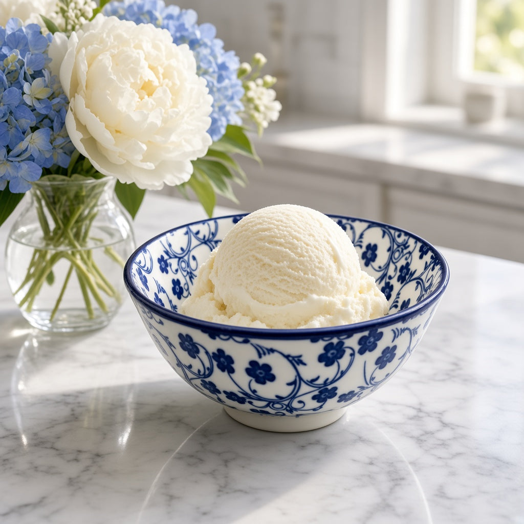 Danny Home Ceramic Bowl - Blue and White Floral Print