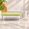 Glass Food Containers with Lid - Rectangular, Green Lid