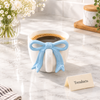 3D Bow Handle Ceramic Mug with Optional Saucer