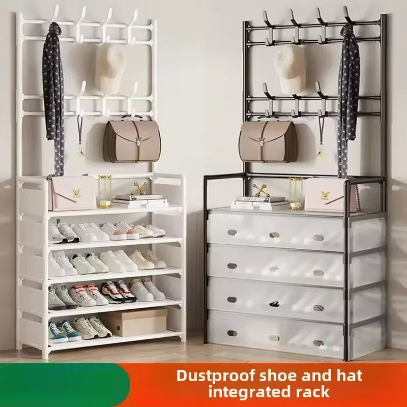 Multi-Functional 4-Layer Shoe and Coat Rack – 77cm Wide Dustproof Organizer