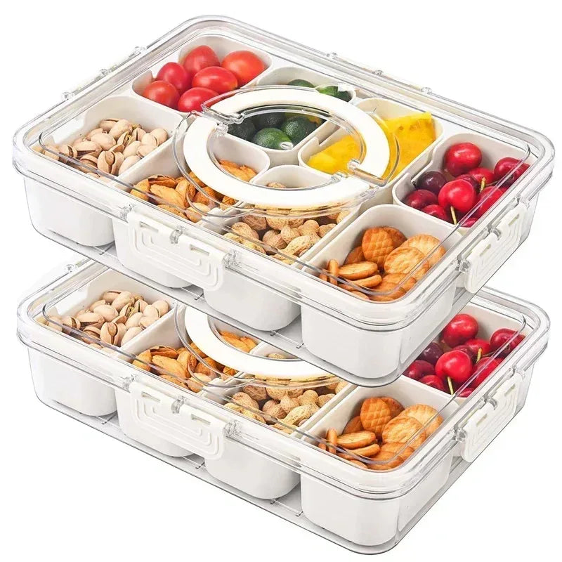 8 Compartments Snack Container with Fork Set