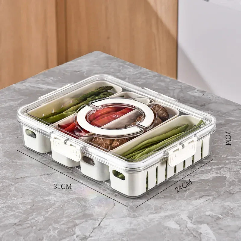 8 Compartments Snack Container with Fork Set