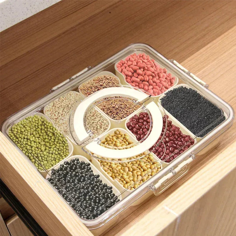 8 Compartments Snack Container with Fork Set