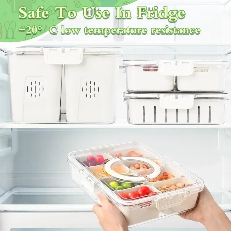 8 Compartments Snack Container with Fork Set