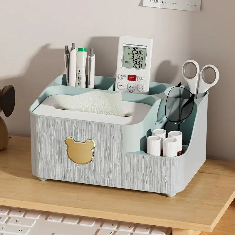 Cartoon Bear Tissue Box Organizer with Storage - Clarify.pk