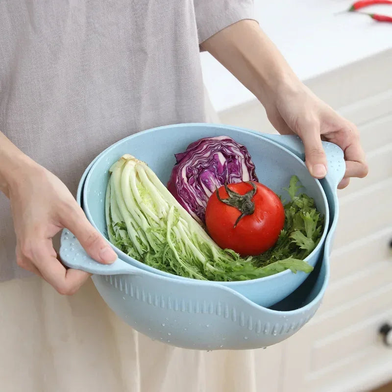 Double Layer Fruit and Vegetable Basket with Drain
