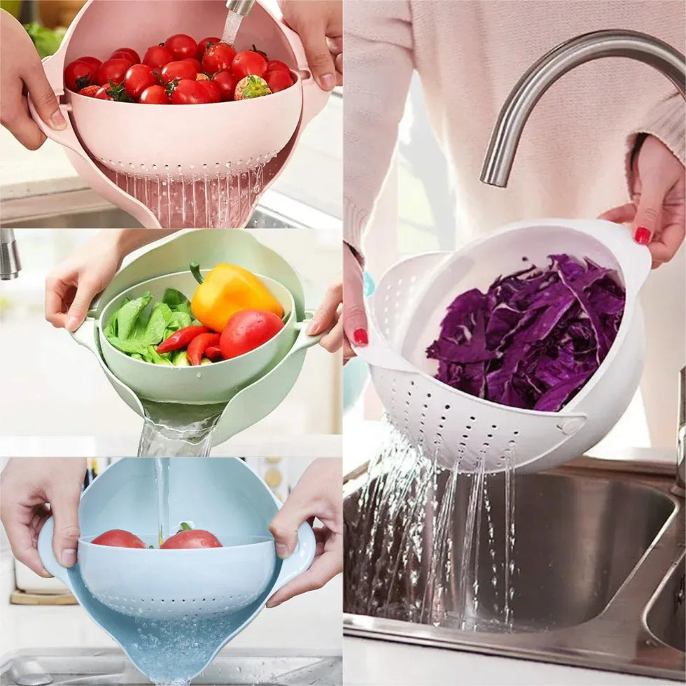 Double Layer Fruit and Vegetable Basket with Drain - Clarify.pk